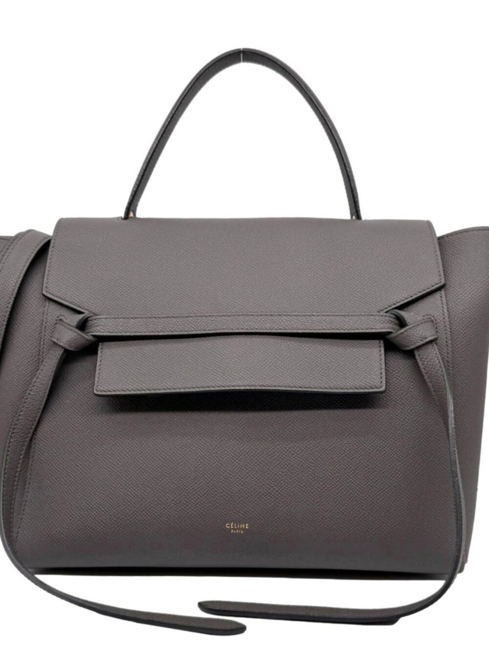 Celine  Mini Belt Grained Calfskin Leather 2Way Shoulder Bag Grey